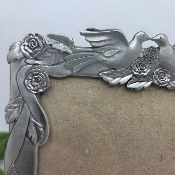 Vintage Seagull Pewter Wedding Doves Floral Design Photo Frame 5x7 - Picture 2 of 15